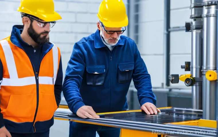 산업재해분석과 환경안전의 연계 - **Industrial Safety Training in a Modern Facility:**
"A group of diverse industrial workers, mal...