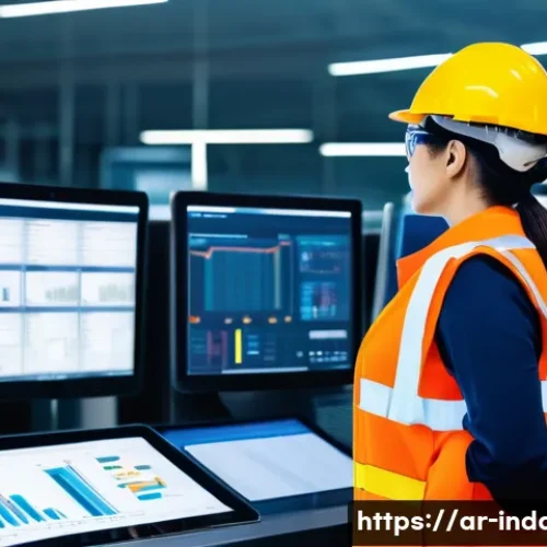 Home 7 산업재해분석 자격증 취득 후 커리어 패스 - **Prompt:** "A highly competent female industrial safety engineer, in her late 30s, stands confident...