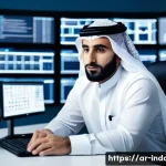 Home 20 산업재해분석 전문가 이직 성공 사례 - A professional Middle Eastern man in his 30s wearing business casual attire and a traditional keffiy...