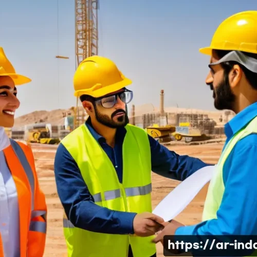 Home 31 산업재해 예방을 위한 안전 문화 조성 - A diverse group of Arabic-speaking industrial workers wearing appropriate personal protective equipm...